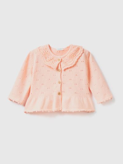Soft Pink Kids' Benetton Tricot Collar Cardigan | AU670042