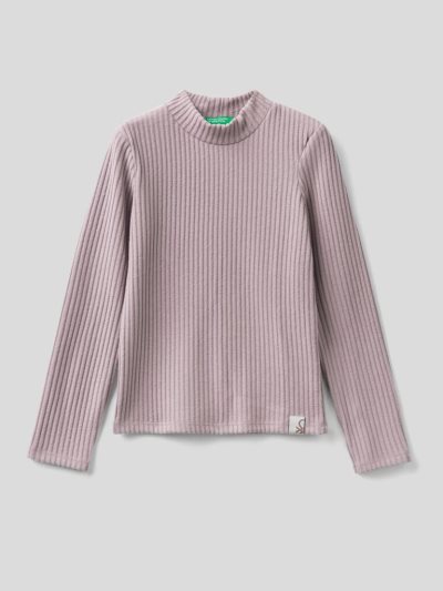 Soft Pink Kids' Benetton Warm Recycled Fabric Long Sleeve T-shirts | AU912258
