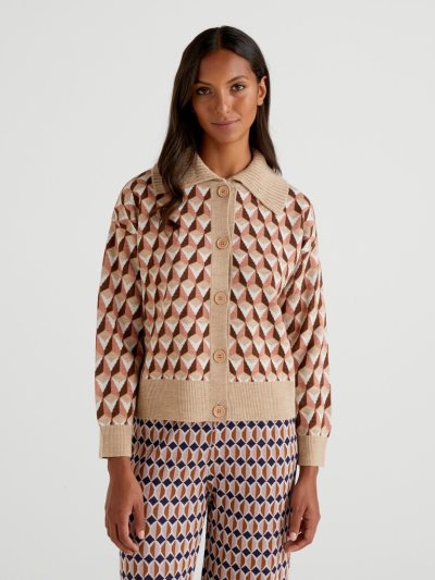 Soft Pink Women's Benetton Polo Collar Cardigan | AU896270