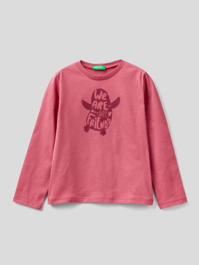 Strawberry Kids' Benetton Long Sleeve 100% Cotton T Shirts | AU348531