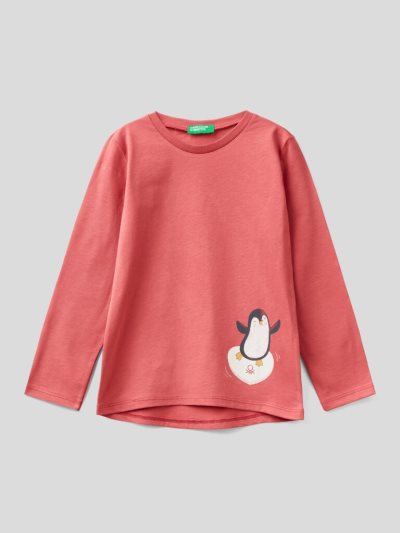 Strawberry Kids' Benetton Watercolor Print Long Sleeve T-shirts | AU258953