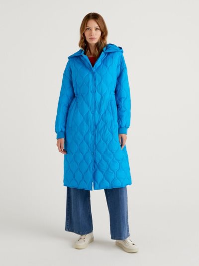Turquoise Women's Benetton Quilted Hood Padded Jackets | AU452352