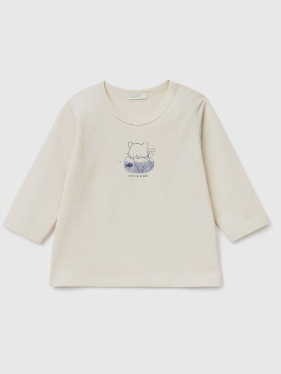 Vanilla Kids' Benetton Long Sleeve Organic Cotton T Shirts | AU468590