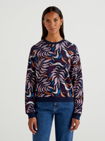 Violet Women's Benetton Patterned 100% Cotton Sweat Sweatshirt | AU413739