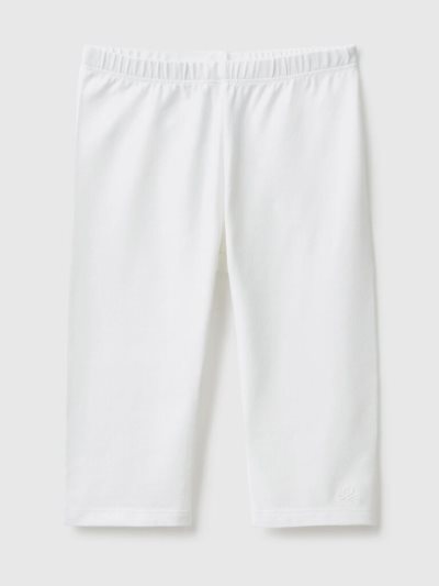White Kids' Benetton 3/4 Stretch Cotton Leggings | AU620021