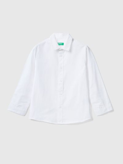 White Kids' Benetton Classic Pure Cotton Shirts | AU498322