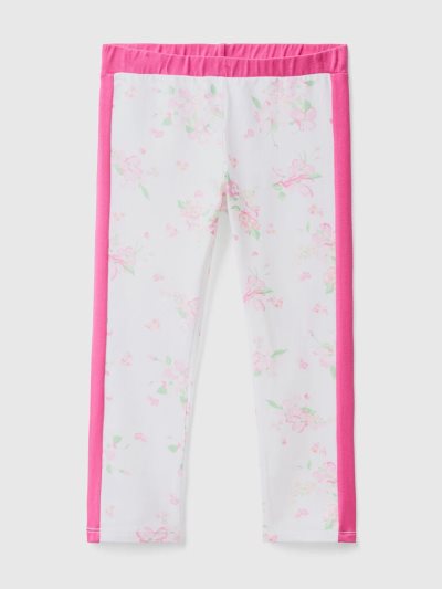 White Kids' Benetton Floral Print Leggings | AU219021