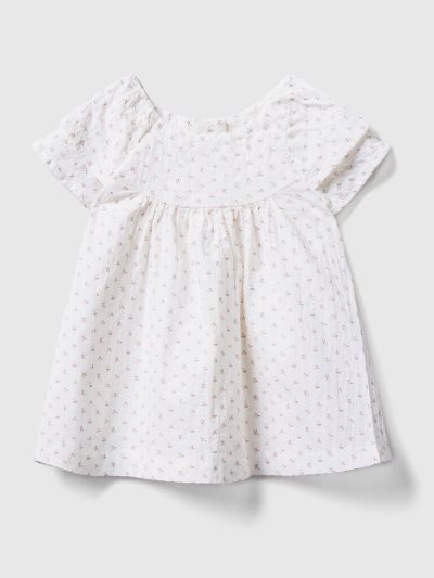 White Kids' Benetton Floral Stretch Cotton Blouse | AU287487