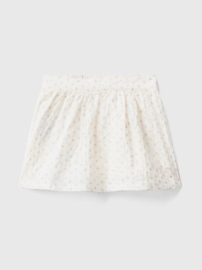 White Kids' Benetton Floral Stretch Cotton Skirts | AU829795