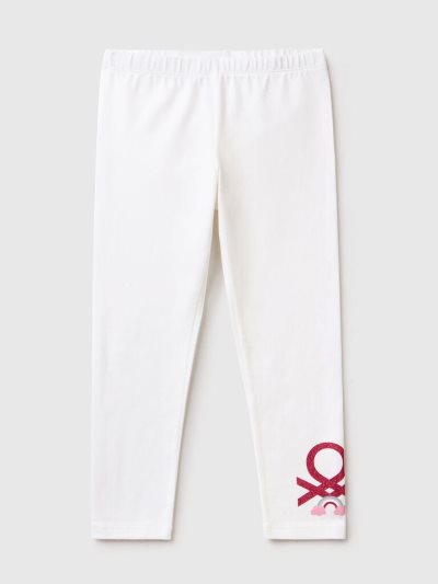 White Kids' Benetton Glittery Print Leggings | AU623539