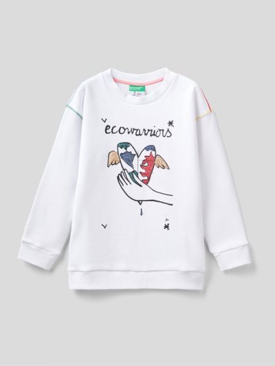 White Kids' Benetton Jccxucb Warm Print Sweatshirt | AU923305