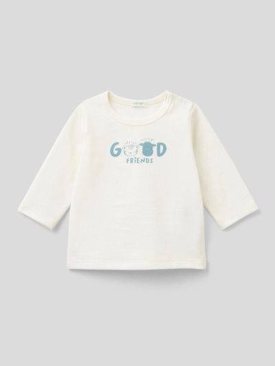 White Kids' Benetton Long Sleeve 100% Organic Cotton T Shirts | AU633840