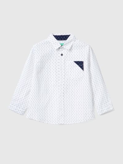 White Kids' Benetton Micro Patterned Pocket Shirts | AU658830