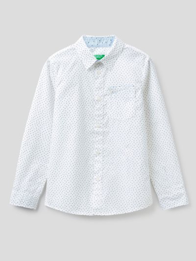 White Kids' Benetton Micro Patterned Pocket Shirts | AU946853