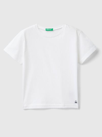 White Kids' Benetton Organic Cotton Short Sleeve T-shirts | AU853368