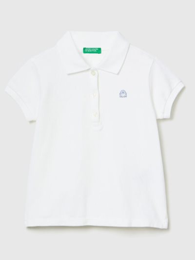 White Kids' Benetton Regular Fit Organic Cotton Polo Shirts | AU242197