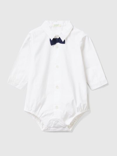 White Kids' Benetton Shirt Bow Tie Bodysuits | AU811979