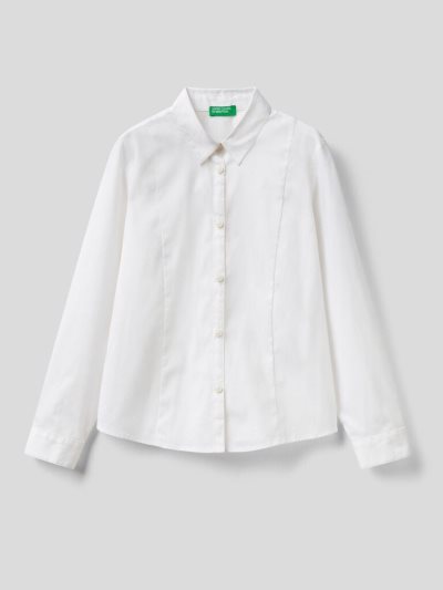 White Kids' Benetton Stretch Cotton Blend Shirts | AU966707