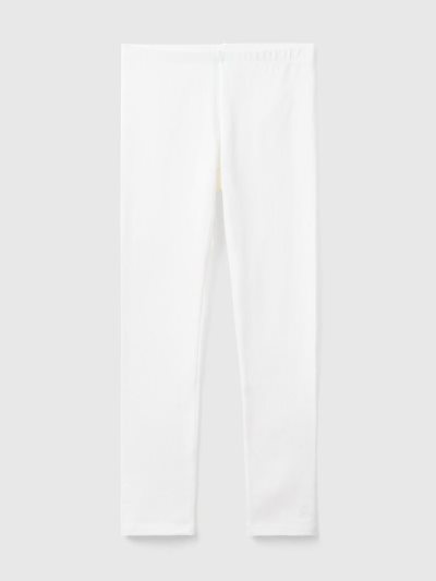 White Kids' Benetton Stretch Cotton Logo Leggings | AU972522
