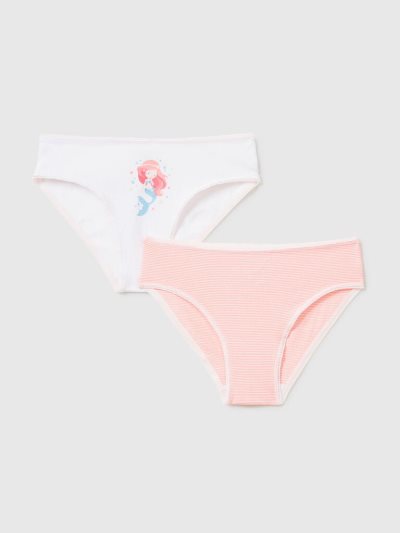 White Kids' Benetton Two Pairs Of Patterned Stretch Cotton Briefs | AU687457
