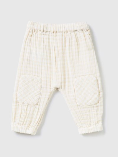 White Kids' Benetton Vichy Pure Cotton Trousers | AU416680
