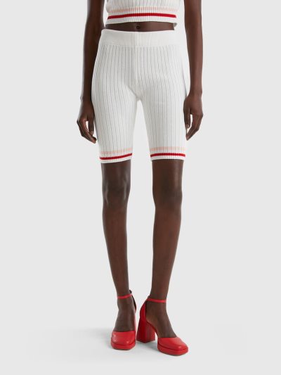 White Women's Benetton Cycling Shorts | AU363111