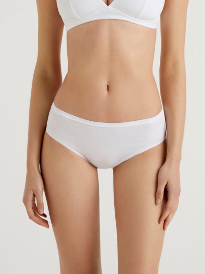 White Women's Benetton High-rise Stretch Organic Cotton Knickers | AU904236