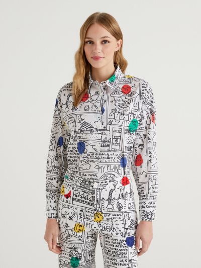 White Women's Benetton Jccxucb Patchwork Shirts | AU017536
