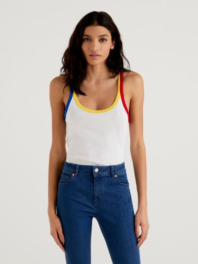 White Women's Benetton Pure Cotton Tanks | AU706337