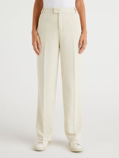 White Women's Benetton Velvet Pleats Trousers | AU575790