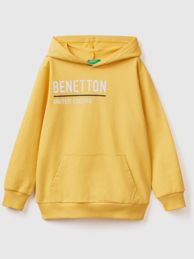 Yellow Kids' Benetton 100% Cotton Hoodie | AU231523