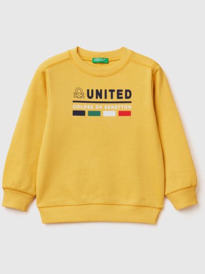 Yellow Kids' Benetton 100% Organic Cotton Sweatshirt | AU793618