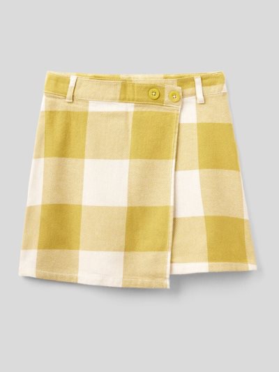 Yellow Kids' Benetton Check Wrap Skirts | AU988872