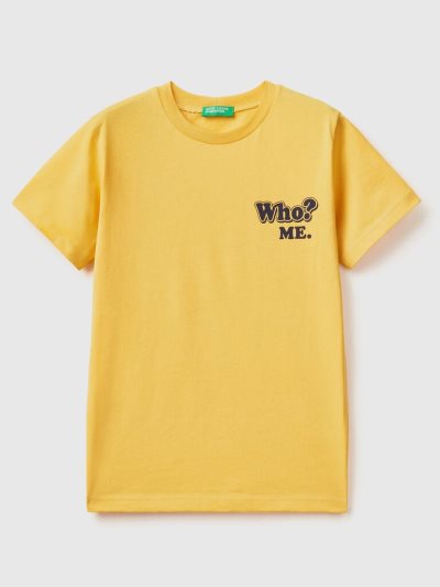 Yellow Kids' Benetton Pure Cotton Print Short Sleeve T-shirts | AU223933