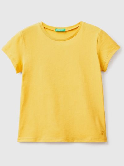 Yellow Kids' Benetton Pure Organic Cotton Short Sleeve T-shirts | AU674423