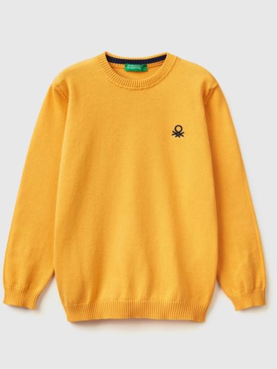 Yellow Kids' Benetton Regular Fit 100% Cotton Sweaters | AU756804