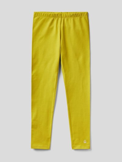 Yellow Kids' Benetton Stretch Cotton Logo Leggings | AU356968