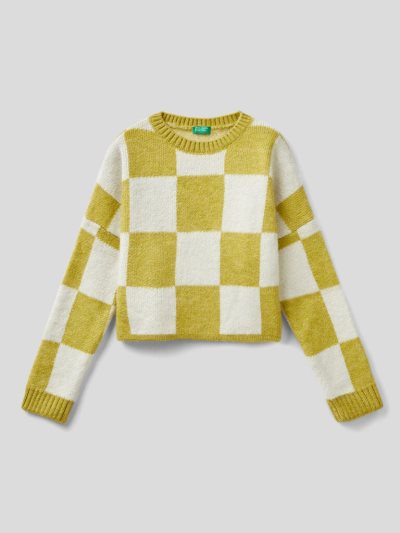 Yellow Kids' Benetton Two-tone Check Sweaters | AU931630