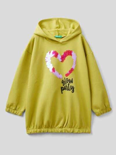 Yellow Kids' Benetton Warm Oversized Sequins Hoodie | AU673546